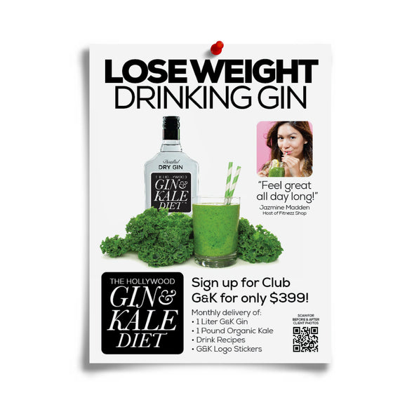 Lose Weight Drinking Gin joke flyer