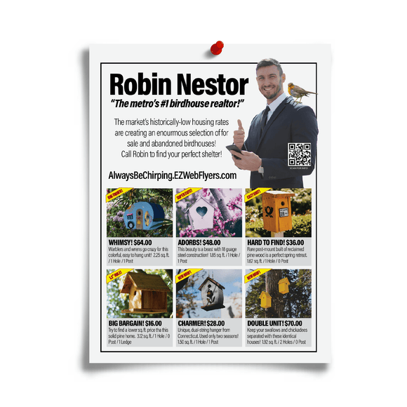 fake flyer for a Birdhouse Realtor from Prank-o